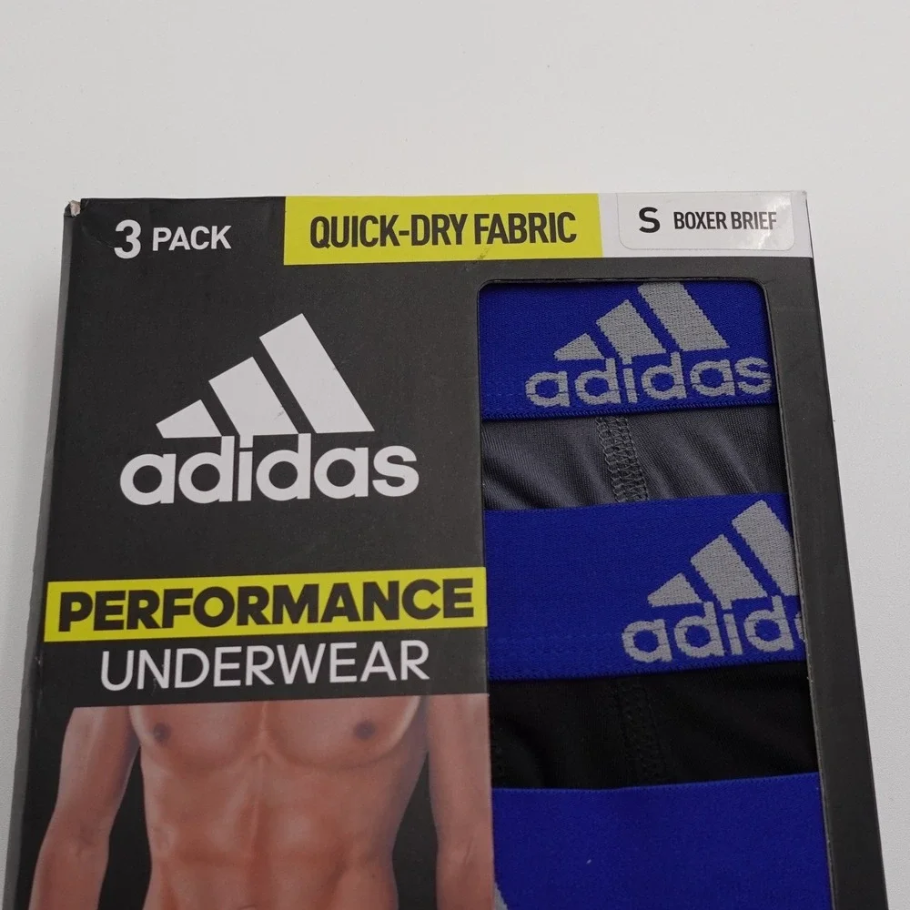 Adidas Boxer Briefs Mens Small Onix Black Grey 3-Pack Performance Underwear